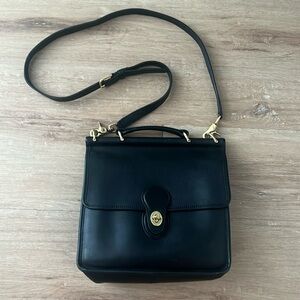 Vintage Coach Court Bag 865 Black Leather Crossbody | Made in USA